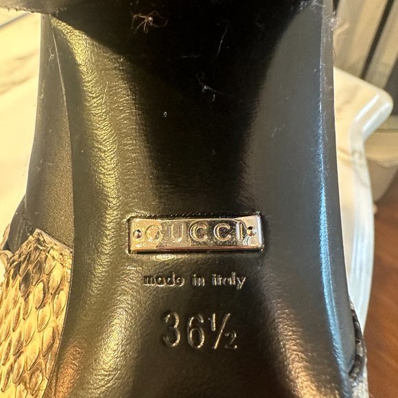 GUCCI Elaphe Snakeskin Elizabeth Boots Roccia Black - Picture 8 of 9